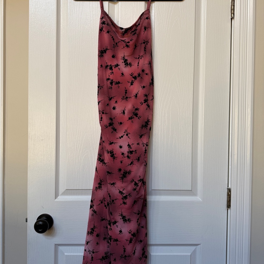 Wild Fable Strapless Dress in Rose with Ebony Floral Pattern